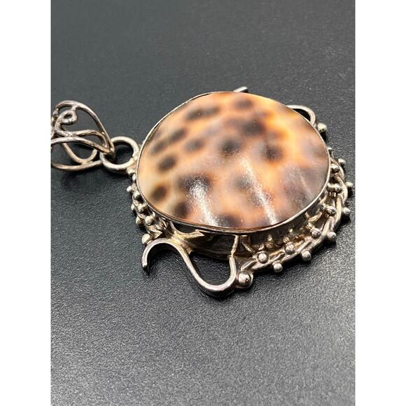 Dalmatian Jasper Spotted Sterling Silver patience understanding Stone Pendant - Picture 4 of 6